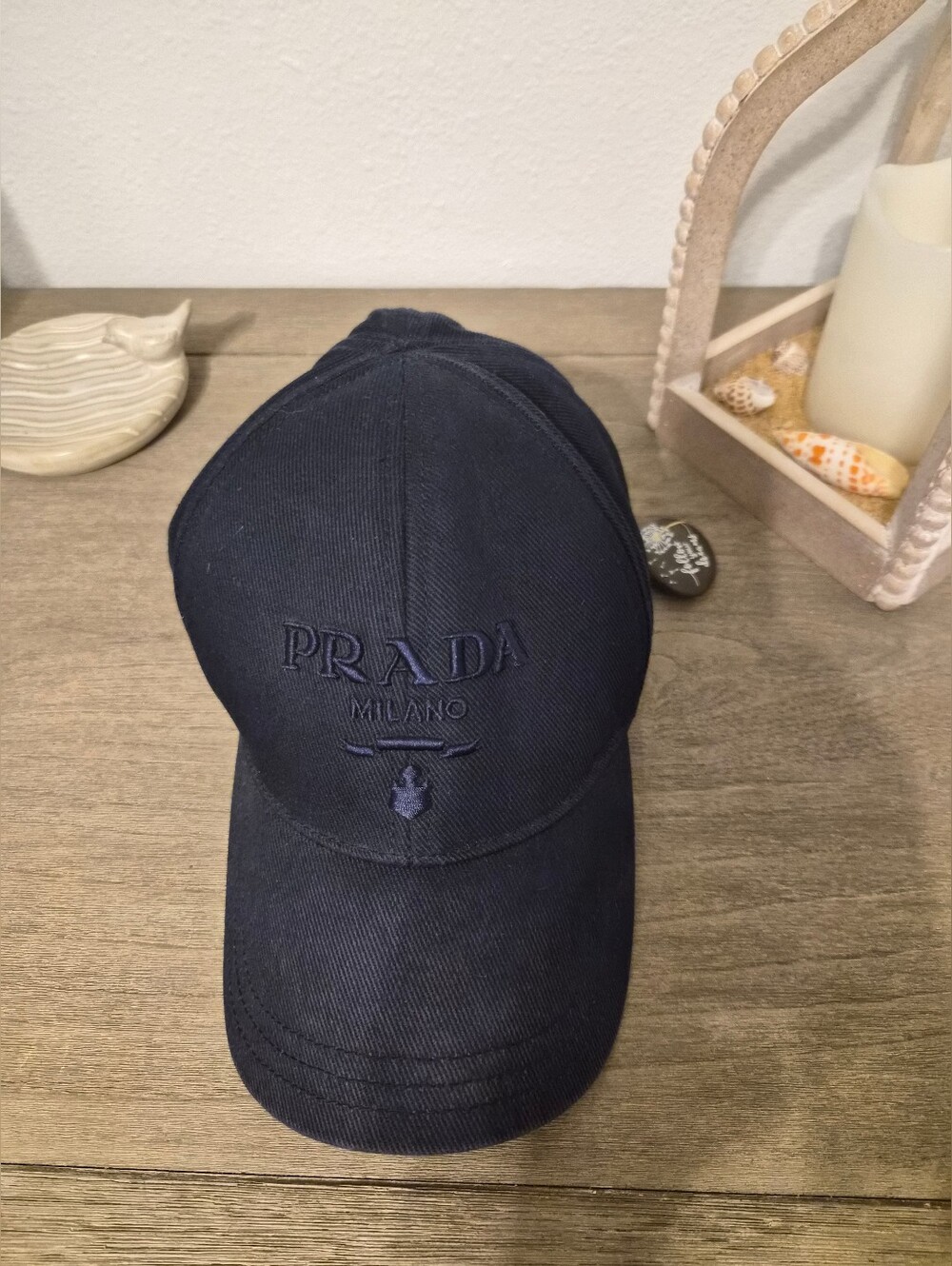 Prada Mens Navy Blue Drill Baseball Cap